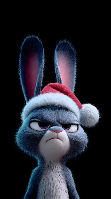 Lustiger Weihnachtshase in roter Mütze