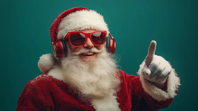 Lustiger Weihnachtsmann im modernen Look