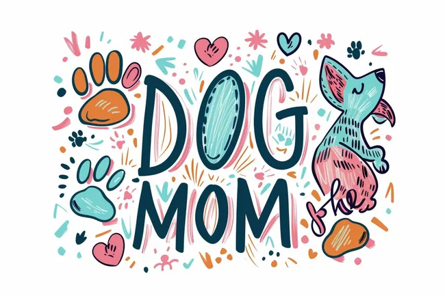 Lustiges Motiv für Hundeliebhaber mit Pfotenabdrücken und Herzen