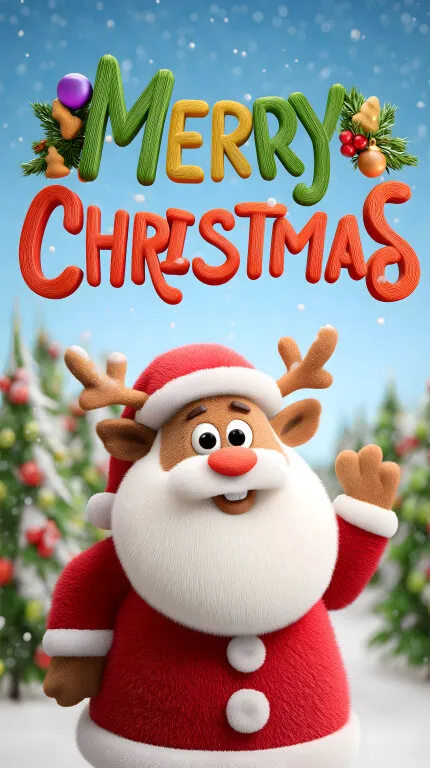Lustiges Weihnachtsmann-Rentier mit Textbotschaft