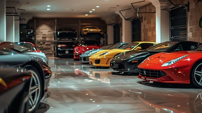 Luxuriöse Autosammlung in beeindruckender Garage
