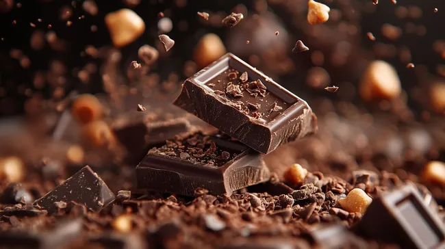 Luxuriöse dunkle Schokolade mit knackigen Nüssen