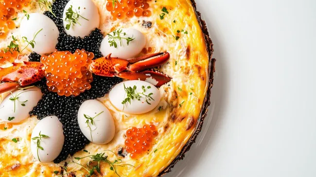 Luxuriöse Frittata mit Hummer und Kaviar