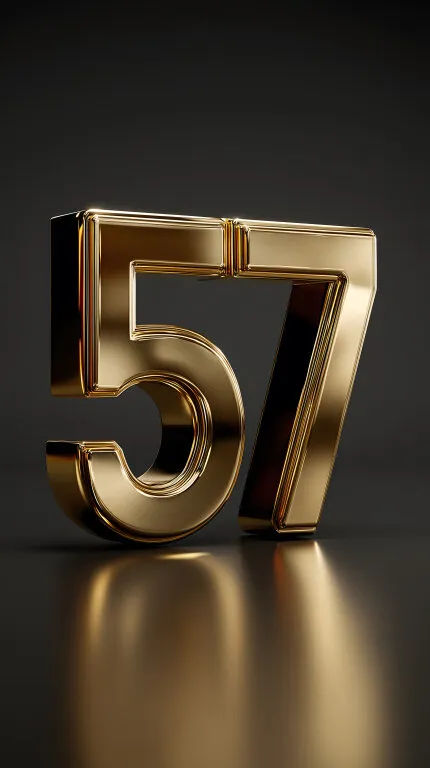 Luxuriöse Goldnummer 57 auf dunklem Hintergrund