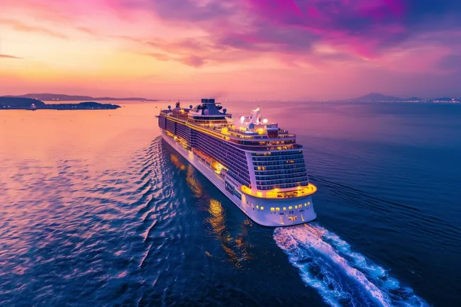 Luxuriöse Kreuzfahrt im Sonnenuntergang