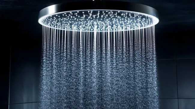 Luxuriöse Regenwalddusche mit fließendem Wasser