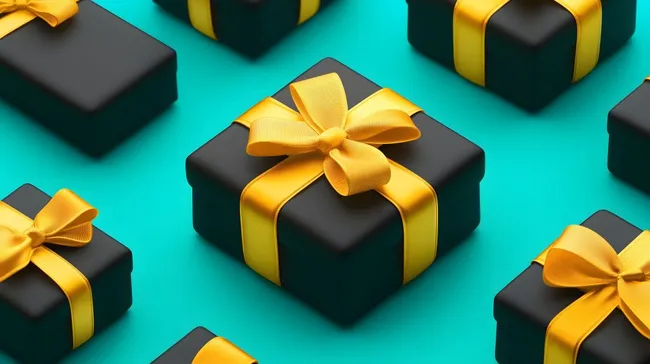 Luxuriöse schwarze Geschenkboxen mit goldener Schleife