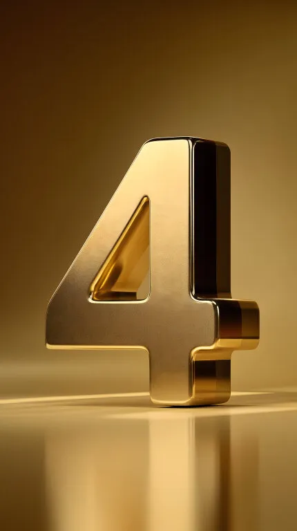 Luxuriöse Zahl Vier aus goldenem Metall