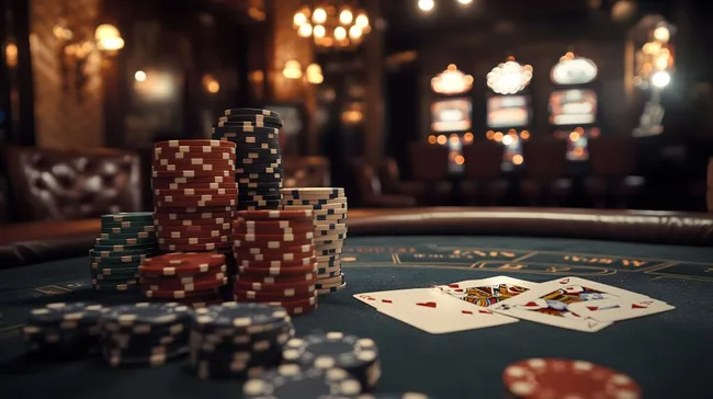 Luxuriöser Poker-Abend im beleuchteten Casino