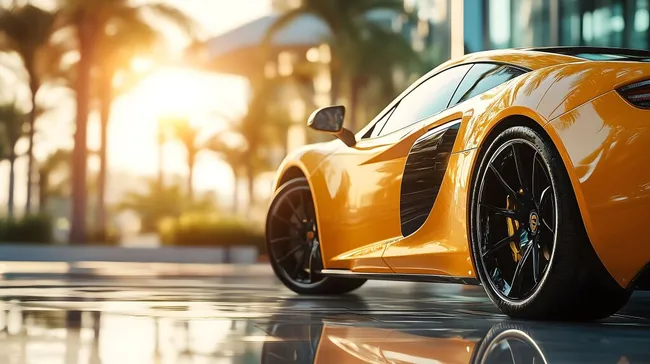 Luxuriöser Sportwagen in tropischer Landschaft