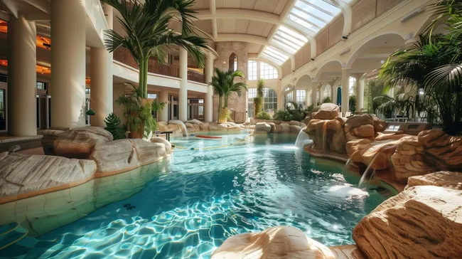 Luxuriöser Wellnesskomplex mit Innenpool in Tropik-Atmosphäre