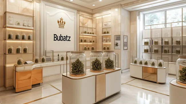 Luxuriöses Cannabis-Fachgeschäft mit hochwertiger Innenausstattung