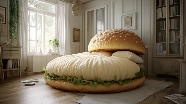 Luxuriöses Hamburger-Bett in stilvoll designtem Schlafzimmer