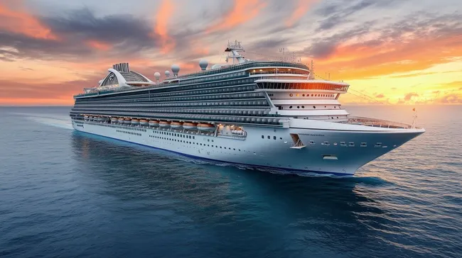 Luxuriöses Kreuzfahrtschiff im Sonnenuntergang