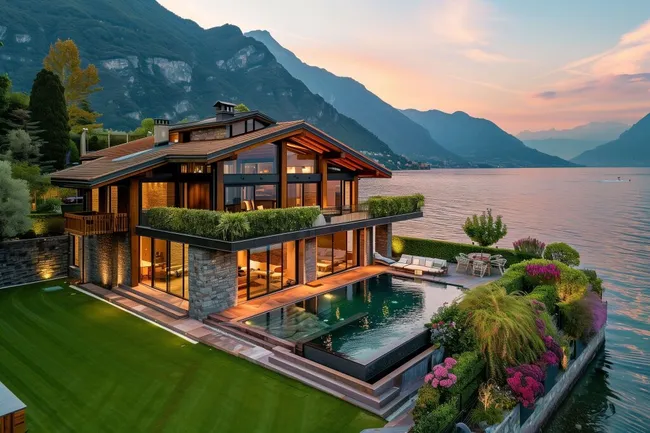 Luxuriöses Seehaus mit Panoramablick am Bergsee