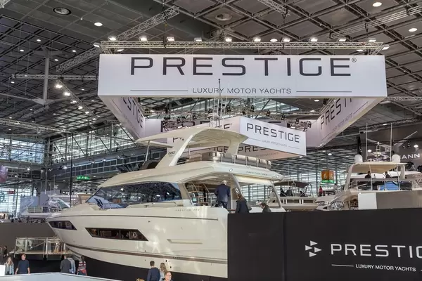 Luxurious yachts at Prestige's fair stand - Boot Düsseldorf 2018
