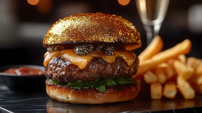 Luxus-Burger mit goldener Kruste und Trüffel