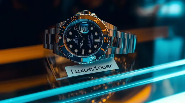 Luxusuhrendetail hinter Glas mit Preisschild