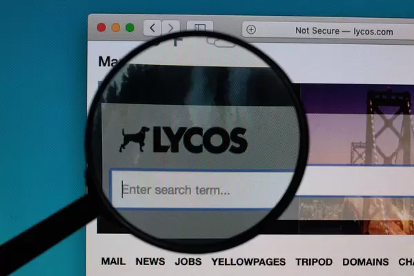 Lycos logo under magnifying glass