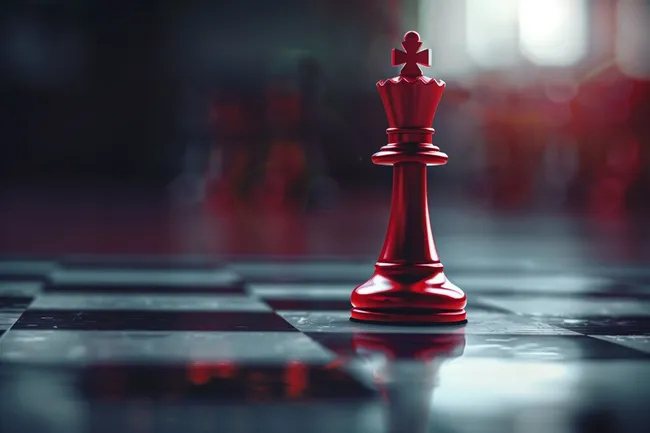 Machtvolle Schachfigur auf Schachbrett