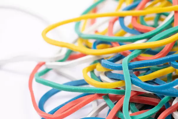 Macro image of colorful kitchen rubber bands