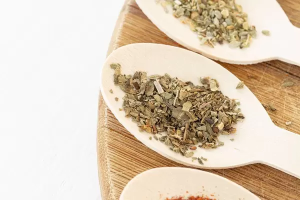 Macro image of Wooden Spoons with dried spices