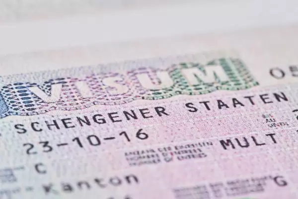 Macro shot of Schengen visa