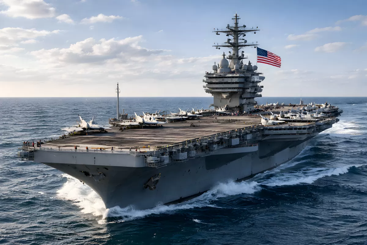 Mächtiger US-Flugzeugträger auf hoher See kostenlos herunterladen