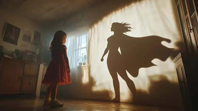 Mädchen entdeckt ihre Superkraft-Schatten