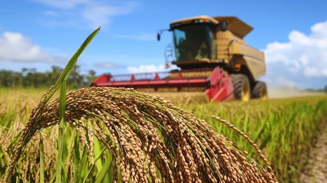Mähdrescher bei der Getreideernte auf Bauernhof