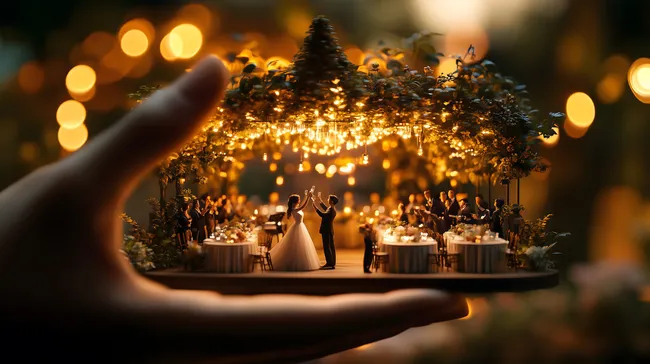 Märchenhafte Hochzeitsfeier im Lichtermeer