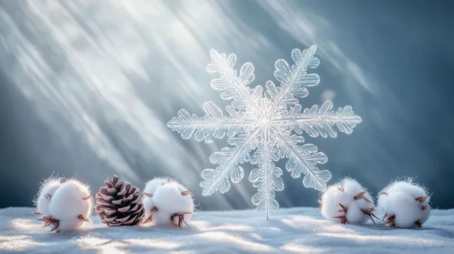 Märchenhafte Schneekristalle im winterlichen Lichtspiel