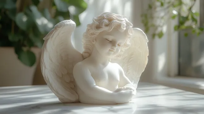 Märchenhafter Schutzengel in zart schimmernder Umgebung