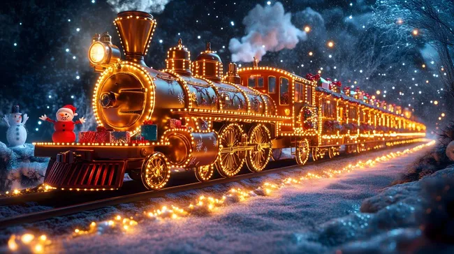 Märchenhafter Weihnachtsexpress in Winterlandschaft