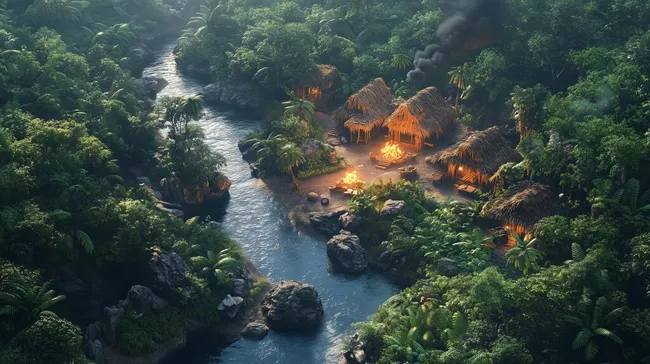 Märchenhaftes Dschungel-Campingparadies am Fluss