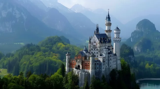 Märchenschloss Neuschwanstein in Bayerischen Alpen