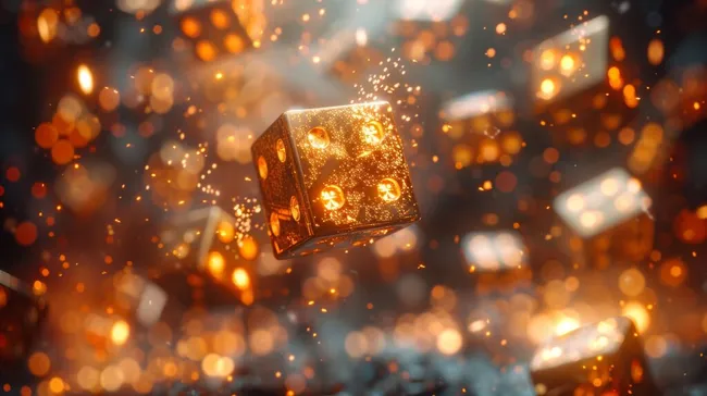 Magische goldene Würfel mit Funkeln und Lichteffekten