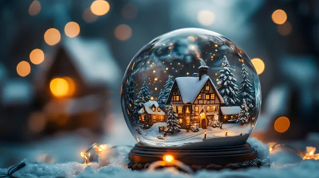 Magische Winterlandschaft in Schneekugel