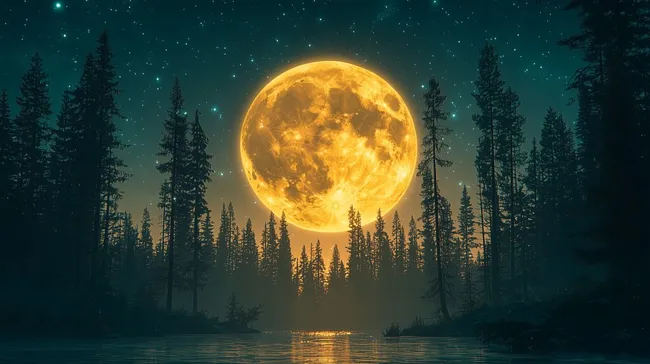 Magischer Vollmondnacht über dem Nadelwald
