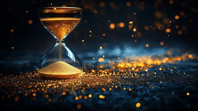 Magischer Zeitablauf mit goldenen Sandpartikeln