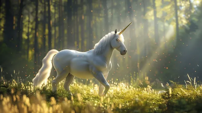 Magisches Einhorn im mystischen Wald