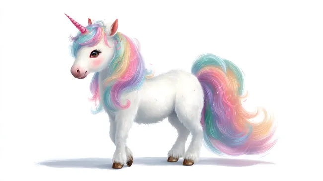 Magisches Einhorn mit Regenbogenfarben auf Weiß