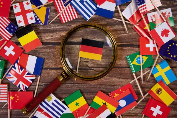 Magnifying glass on the flag of Germany