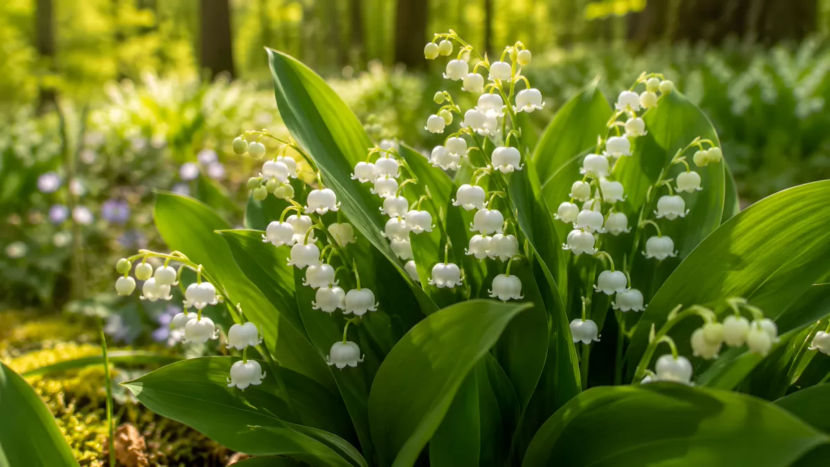 Maiglöckchen in voller Blüte im Frühlingswald