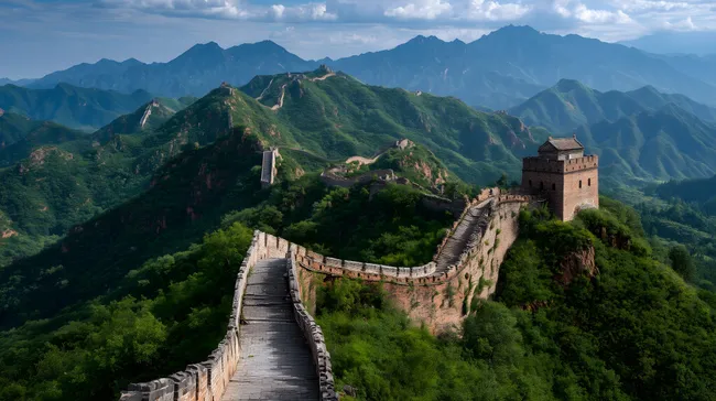 Majestätische Chinesische Mauer vor Berglandschaft