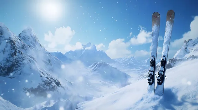 Majestätische Winterlandschaft mit Skifahrern