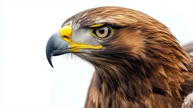Majestätischer Adlerkopf auf weißem Hintergrund
