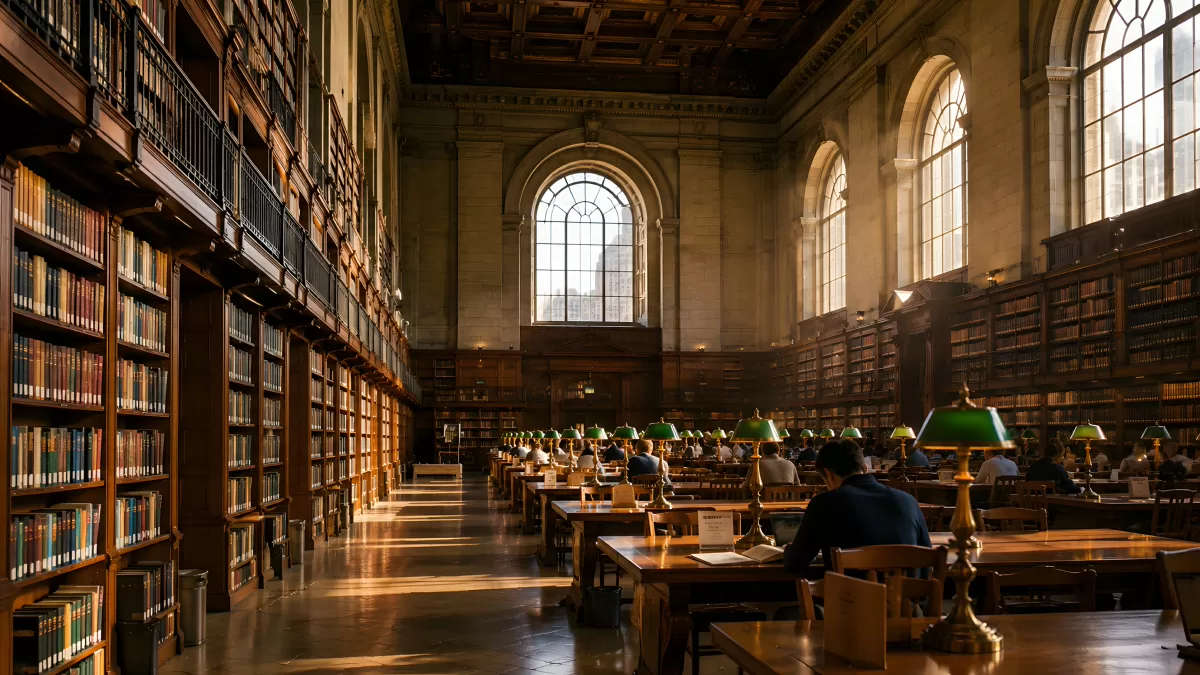 Majestätischer Lesesaal einer historischen Bibliothek