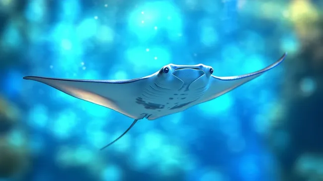 Majestätischer Mantarochen in blauer Unterwasserwelt
