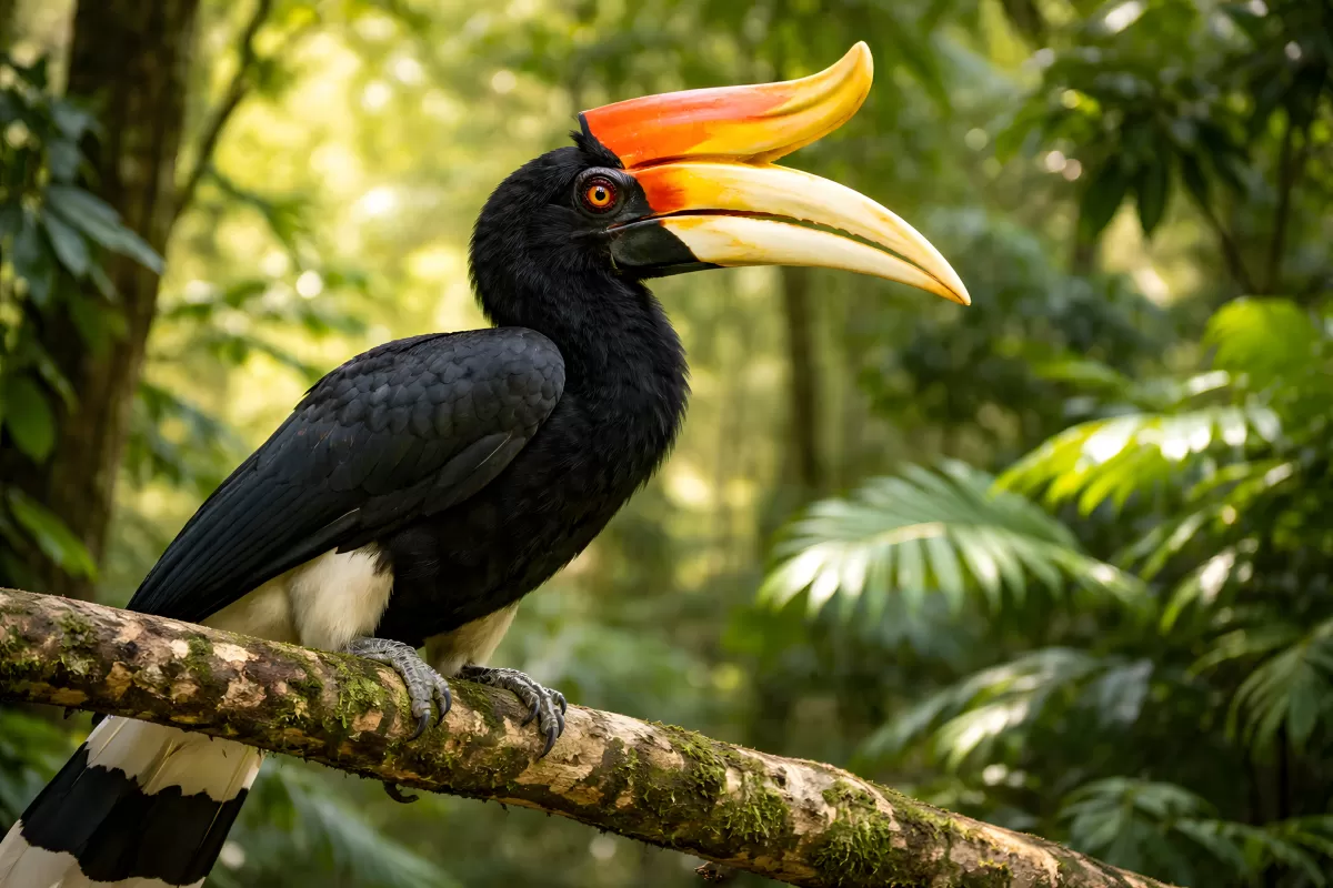 Majestätischer Nashornvogel im tropischen Waldhabitat